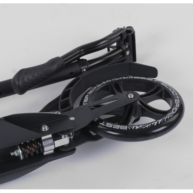 Самокат дитячий 2-х колісний, PU Best Scooter 33006 чорно-салатовий, Ø200mm, AL, 2 амортизатора фото westvelo.com