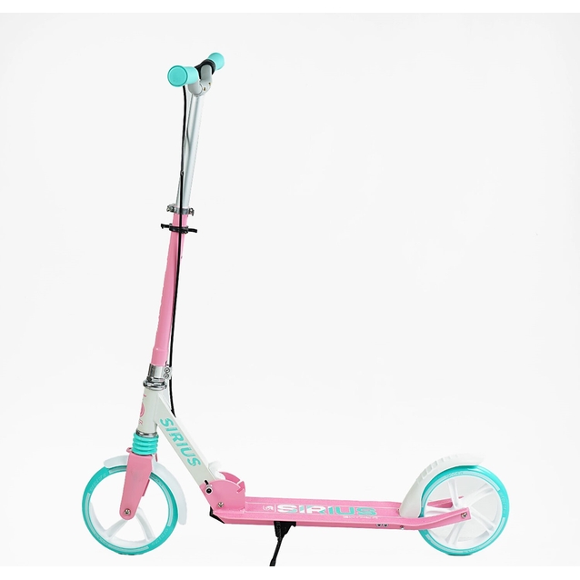 Самокат дитячий 2-х колісний, PU Skyper «SIRIUS» S 29994 рожево-бірюзовий, Ø200mm, 1 амортизатор, ручне гальмо фото westvelo.com