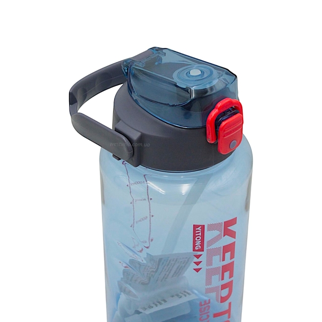 Фляга 1600 ml харч.пластик, KEEPTO EXERCISE, (для тренувань) з трубкою, синя фото westvelo.com