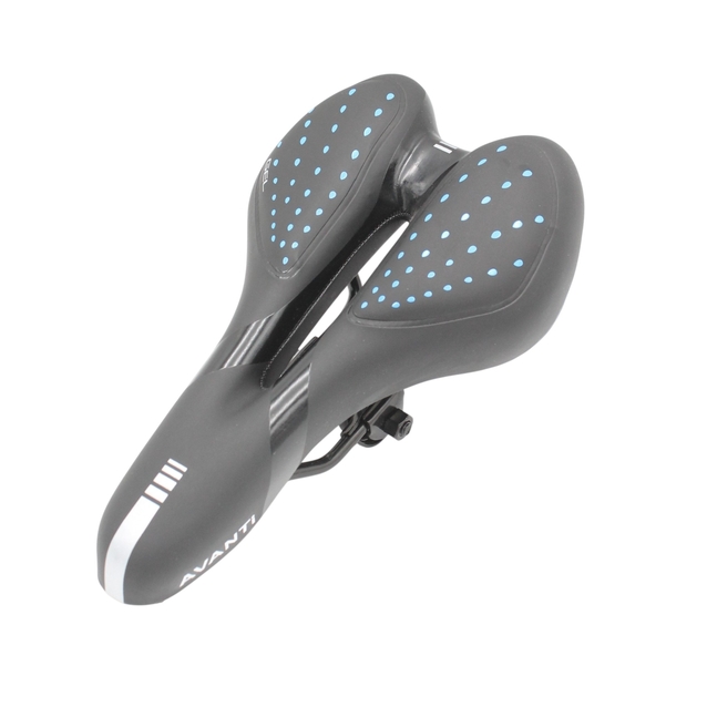 Сідло мтв з отвором гелеве AVANTI №523, чорне з червоними крапками фото westvelo.com