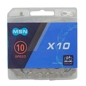 Ланцюг спорт. 10 передач MSN X10 нікель пластик 116 ланок (1/2 х 11/128) + замок