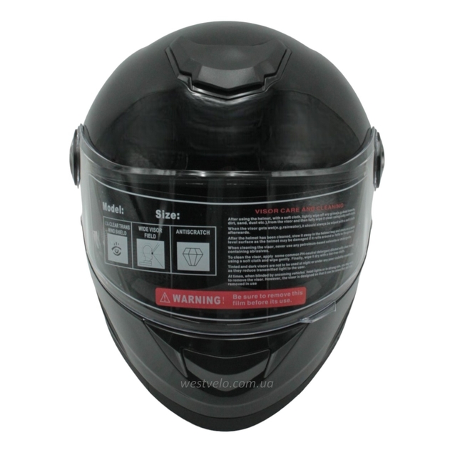 Мото шолом, закритий (S 55-56) BLD-М65 інтеграл, чорний глянець фото westvelo.com