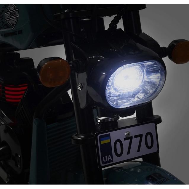 Електромотоцикл Corso H-42724 двигун 160W, акумулятор 24V 5Ah свинцево-кислотний, блакитний, Bluetooth, звук двигуна, колеса 12" фото westvelo.com