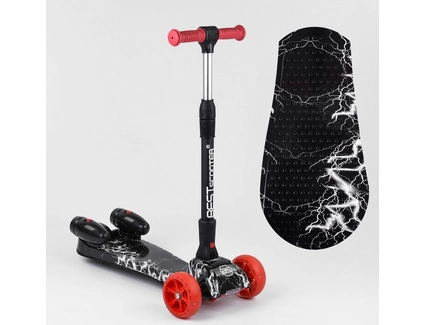 Самокат дитячий 3-х колісний, Best Scooter «MAXI» 80542 чорно-червоний, колеса PU Ø120mm/40mm, парогенератором, МУЗИКА, ТУРБІНИ