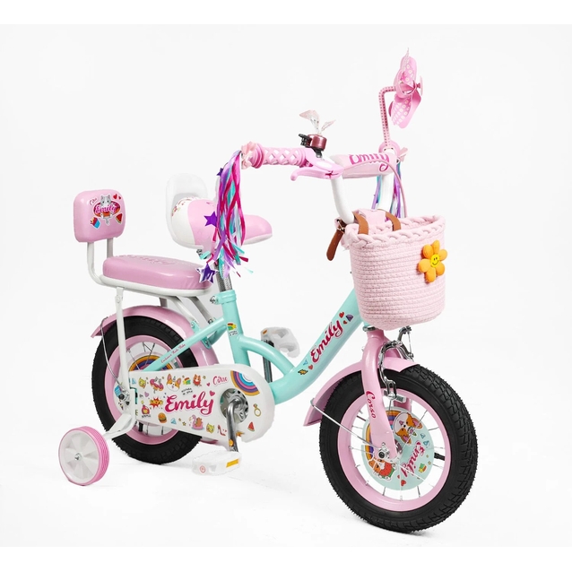 Дитячий велосипед 12 ST Corso «EMILY» ML-42589 бірюзово-рожевий фото westvelo.com