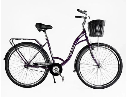 Міський велосипед 28 ST Corso «FORTUNA» FR-28077 сталь 20", темно фіолетовий2) (+к/к/б) кошик чорний