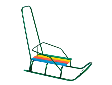 Сани з ручкою, круглі полози, зелені