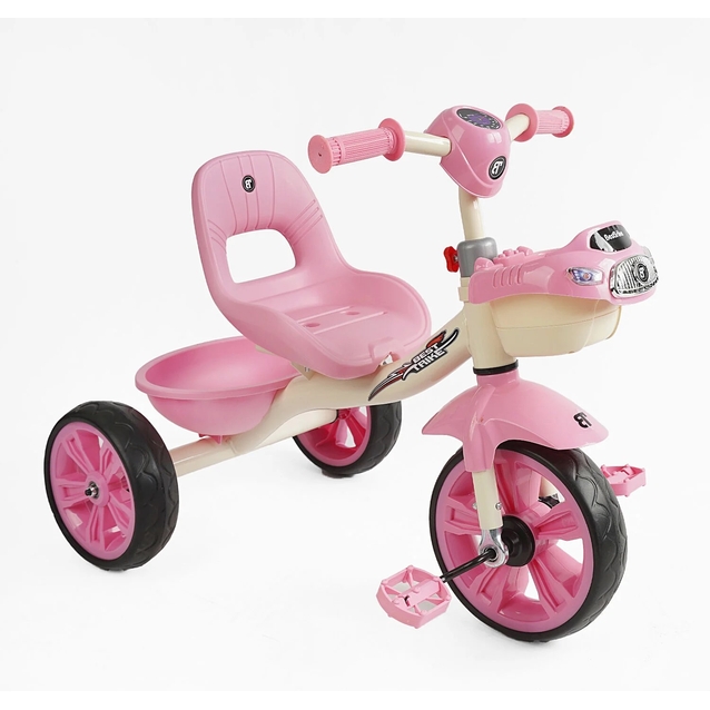 Дитячий велосипед 3-х колісний EVA (піна) Best Trike колеса 10-8, «Машинка» BS-60725 рожевий, сталева рама, УКР.ОЗВУЧУВАННЯ, кошик фото westvelo.com
