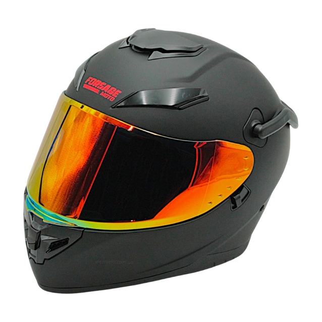 Мото шолом, закритий (L) "225" чорний, матовий, вмонтовані окуляри з ручкю фото westvelo.com