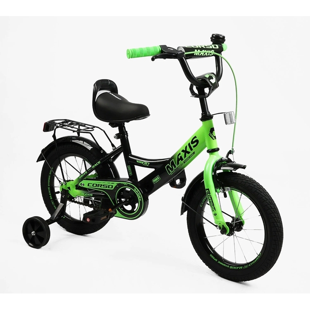 Дитячий велосипед 14 ST Corso «MAXIS» MX-26939 чорно-салатовий фото westvelo.com