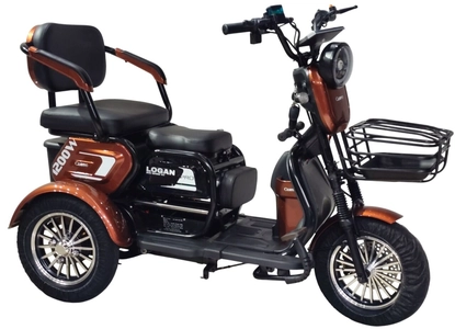 Трицикл Corso «LOGAN PRO» LN-370618, двигун 1200W, акумулятор 72V 28Ah графеновий, коричневий + 1 ящик. акум, колеса 10"