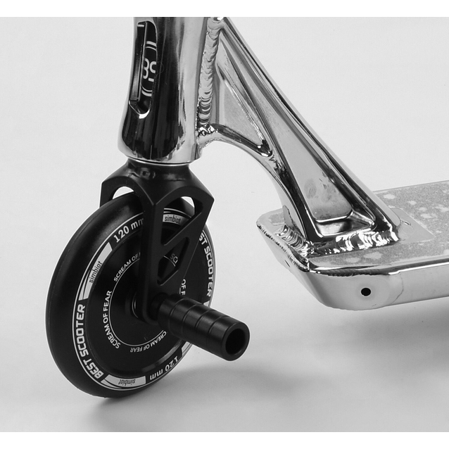 Самокат трюковий Best Scooter «SIMBIOTE-1» 65030 срібний, HIC-система, пеги, AL диск та дека, колеса PU Ø120mm, ширина керма - 57 см