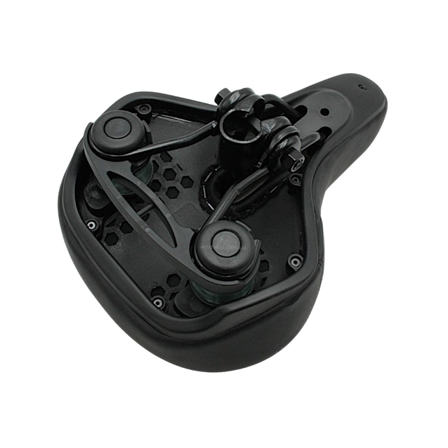 Сідло на демпферах з отвором SHENGXIN "Полум'я біле", чорне матове фото westvelo.com