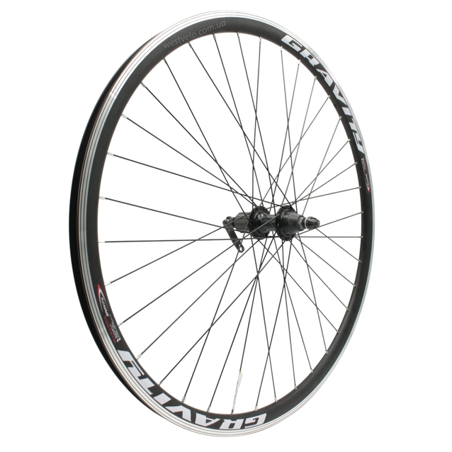 Колесо 28-29 зад, обід 2-ний чорний, втулка AL. Joy Tech, касета (8-10S), ексцентрик, чорна спиця (Gravity) фото westvelo.com