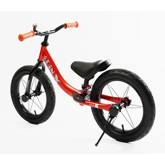 Велобіг 14 Corso надувні колеса, сталева рама «SPIN-X»  PX-280-14 червоний, підніжка, підставка для ніг, дзвіночок фото westvelo.com