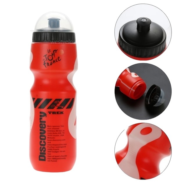 Фляга Discovery 650ml харч.пластик, червоно-біла, з гумовими вставками фото westvelo.com