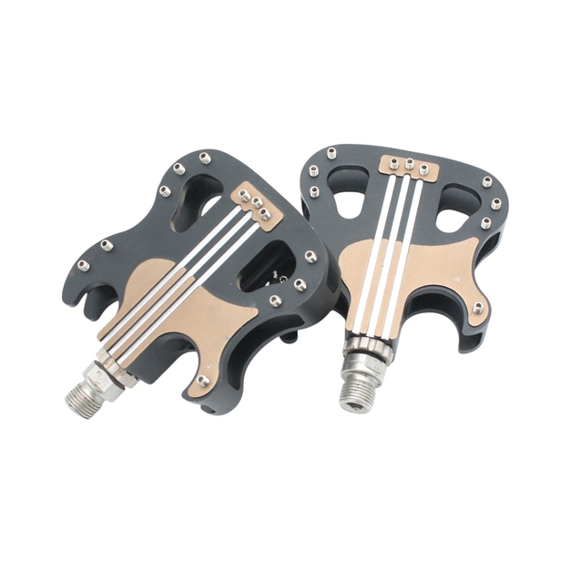 Педалі алюміній проми EXUSTAR "гітара" хромована вісь з змінними шипами фото westvelo.com