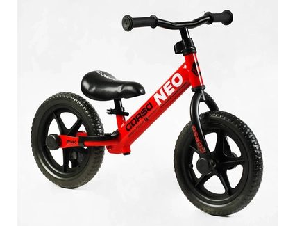 Велобіг 12 Corso, колеса - EVA (піна), сталева рама «NEO» EN-52360 червоний, підставка для ніг