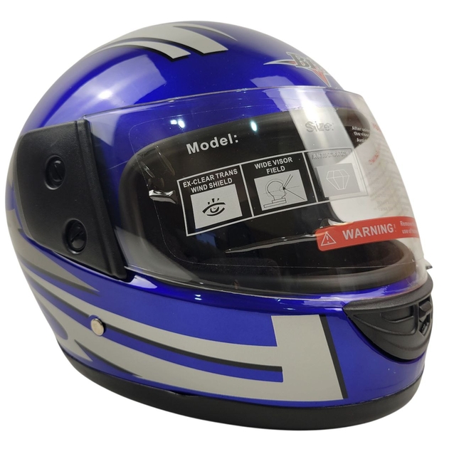 Мото шолом, закритий (L 59-60) BLD синьо-білий, глянець (825) фото westvelo.com