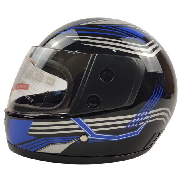 Мото шолом, закритий (L 59-60) BLD чорно-синій, глянець (825) фото westvelo.com