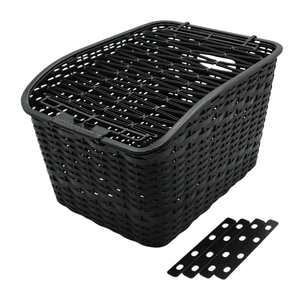 Кошик пластмасовий на багажник плетений чорний з кришкою AFT-11 (410х290х240)
