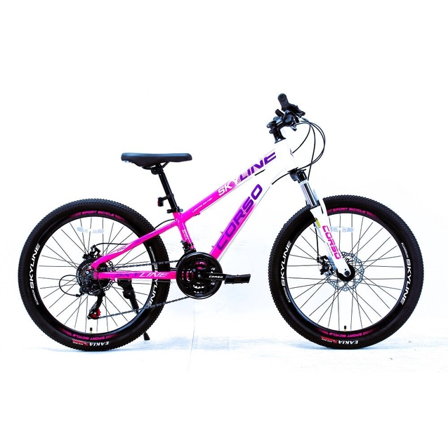 Велосипед 24 AL Corso «SKYLINE» SN-24748 алюміній 11", (к-т SHIMANO) рожево-білий фото westvelo.com