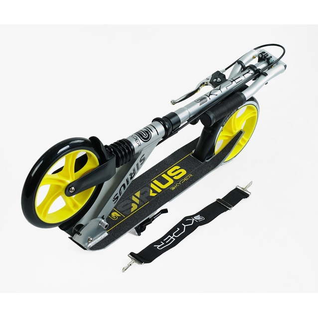 Самокат дитячий 2-х колісний, PU Skyper «SIRIUS» S 25817 сіро-жовтий, Ø200mm, 1 амортизатор, ручне гальмо фото westvelo.com