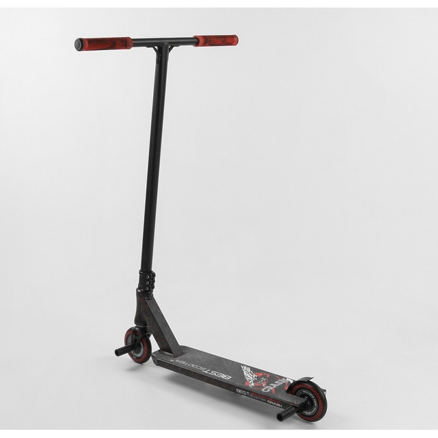 Самокат трюковий Best Scooter «CRASH» 67839 чорно-червоний, HIC-система, пеги, AL диск та дека, колеса PU Ø110mm, ширина керма - 57 см фото westvelo.com
