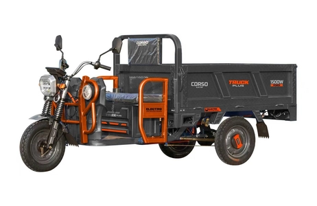 Трицикл РОЗІБРАНИЙ вантажний Corso «TRUCK PLUS» CR-941705, двигун 1500W, акумулятор 72V/58Ah графеновий, сірий 6 МІСЦЬ+2ящик.акум, колеса 12"