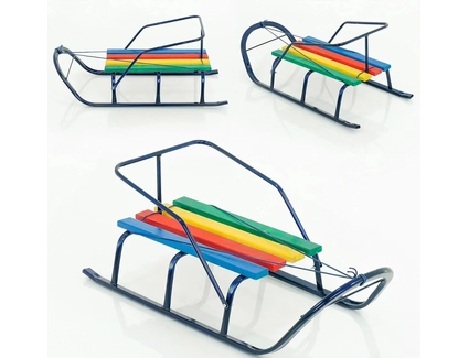 Сани без ручки, плоскі полози, сині