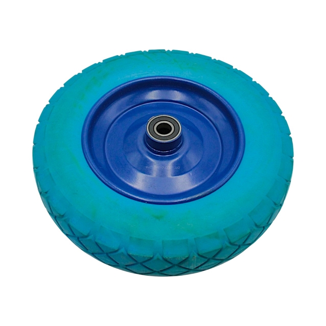 Колесо тачки синє "8" 3.50-8 під вісь Ø20, пінополіуретанове (Тип 2) фото westvelo.com