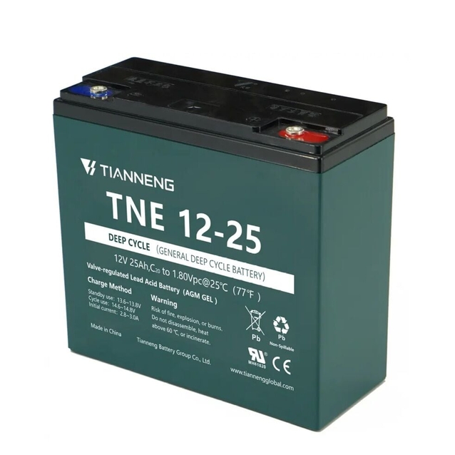 Акумулятор 12V 25Ah (свинцево-кислотний) TNE 12-25 (TNE-72V-025) фото westvelo.com