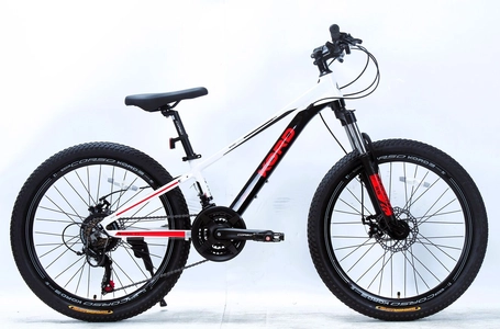 Велосипед 24 AL Corso «KORD» KD-24328 алюміній 11", (к-т SHIMANO) чорно-біло-червоний