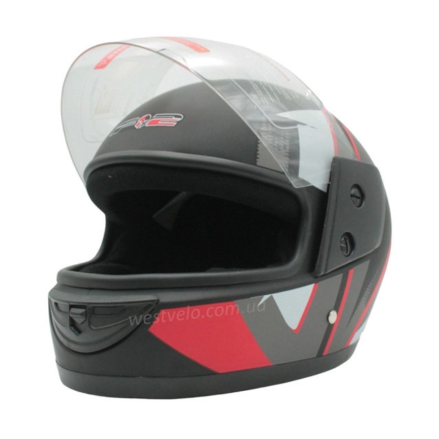 Мото шолом, закритий (XS 53-54) F2 чорно-червоний матовий (825-1) фото westvelo.com