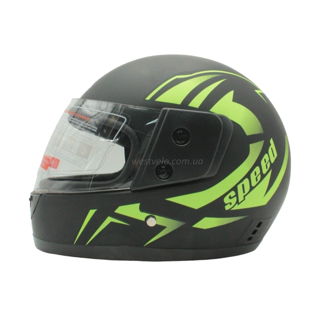 Мото шолом, закритий (XS 53-54) F2 "Speed", чорно-салатовий матовий (825-1) фото westvelo.com