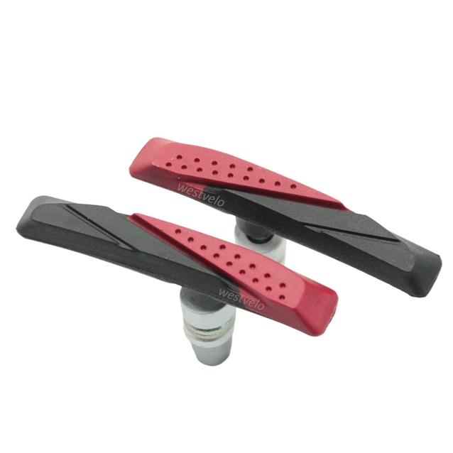 Колодки гальмівні V-brake BARADINE 959V зміщений центр чорно-червоні фото westvelo.com