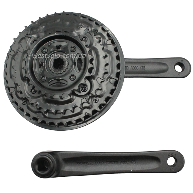 Система шатунів мтв мала PROWHEEL. AL чорна (24/34/42Т) L-175мм.