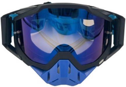 Мото окуляри Кросс-ендуро "MO-4" чорно-сині із дзеркальною лінзою