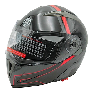 Мото шолом, трансформер (L) (59-60) VLAND 158 чорно-червоний глянець з відкидними окулярами