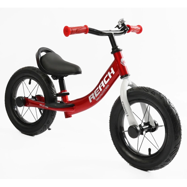 Велобіг 12 Corso надувні колеса, сталева рама «REACH» RC-4609-50 червоний, підніжка, підставка для ніг, дзвіночок фото westvelo.com