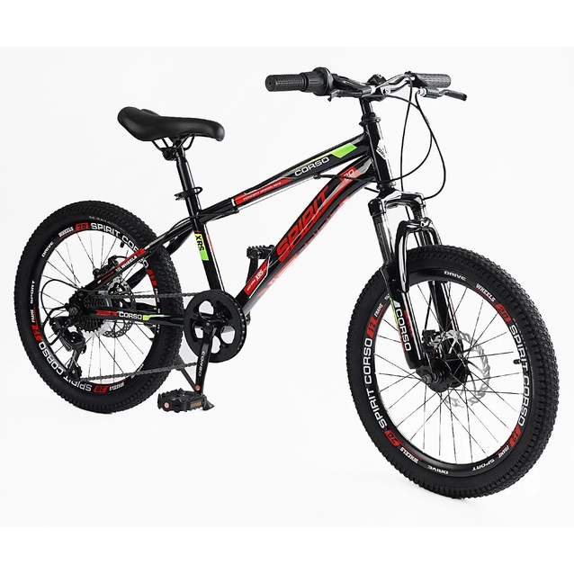 Велосипед 20 ST Corso «SPIRIT» ST-20316 сталь 12", (к-т SHIMANO) чорно-червоний