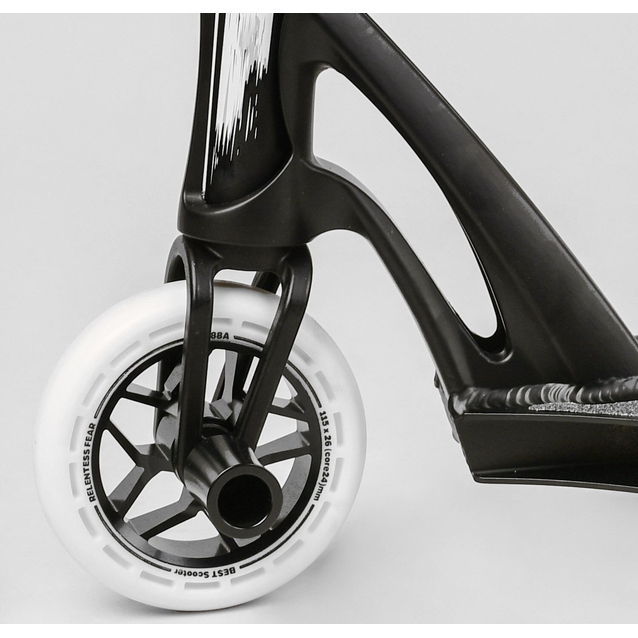 Самокат трюковий Best Scooter «FEAR» МТ-30377 чорний, SCS-система, пеги, AL диск та дека, колеса PU Ø115mm, ширина керма - 58 см фото westvelo.com