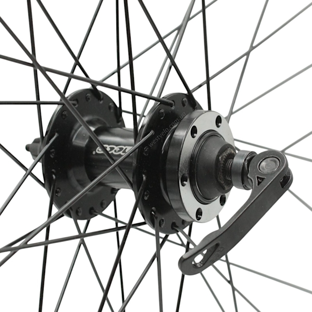 Колесо 28-29 перед, обід 2-ний чорний, втулка AL. NECO MS37F, диск 6 болтів,ексцентрик,чорна спиця (Gravity) фото westvelo.com