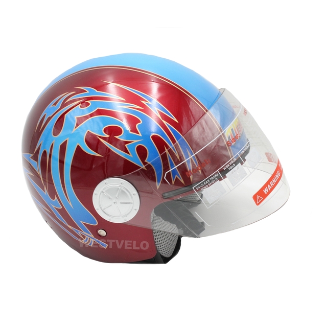 Мото шолом, відкритий (XS 54) TimA №201 червоно-блакитний фото westvelo.com