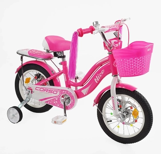 Дитячий велосипед 16 ST Corso «NICE» NC-16388 дискові гальма, яскраво-рожевий
