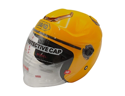 Мото шолом, відкритий (L 59-60) "DAVID" D018 жовтий глянцевий