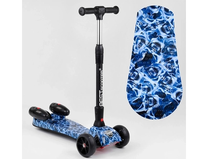 Самокат дитячий 3-х колісний, Best Scooter «MAXI» 46189 синій, колеса PU Ø120mm/40mm, парогенератором, МУЗИКА, ТУРБІНИ
