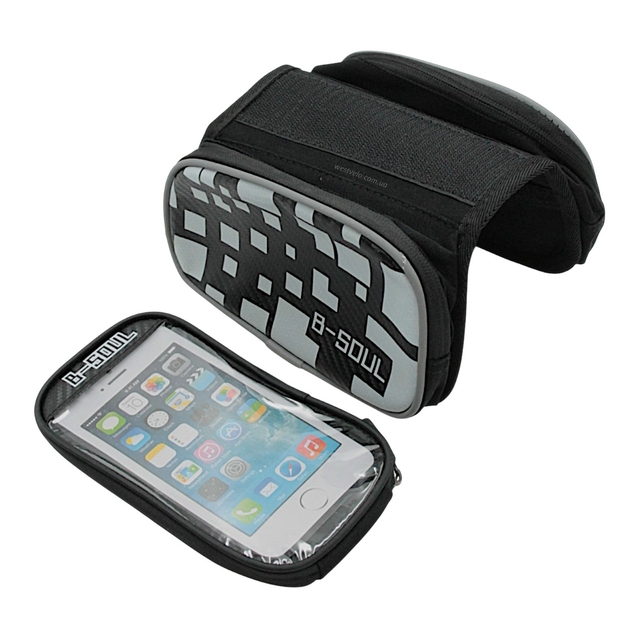 Сумка на раму B-SOUL 2x-стороння + місце для телефону, чорно-біла фото westvelo.com