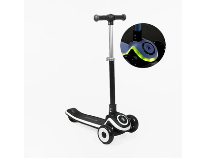 Самокат дитячий 3-х колісний Skyper S-605-83 L чорний, колеса PU Ø125mm/35mm зі світлом, підсвічування платформи та керма, кермо складне