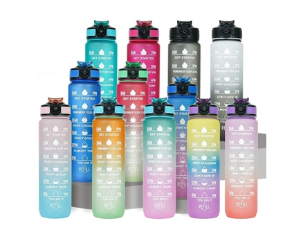 Фляга 1000 ml REFILL пластик (трубочка) м'ятно-рожевий